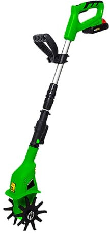 Akku-GartenfräSe, 250 U/Min Hand-BodenfräSe, Tragbare Elektrische BodenfräSe Mit 2000-Mah-Akku, 10 cm Arbeitsbreite Und -Tiefe, FüR Garten, GemüSebeete,Green