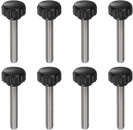 QUARKZMAN 8 Stück Rändelschraube mit Gewinde M6 x 35mm x 18mm Rundkopfschraube Edelstahl 304 Rundgriffbolzen Klemmknöpfe 18mm Handknöpfe Daumenschrauben Spannschraube für Industrie Maschine