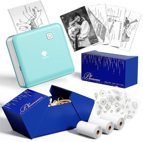 Phomemo P2S Mini Impresora para Movil, Impresora Termica Portatil, 300 DPI Impresora Fotos con 3 Rollos de Papel, Mini Impresora Pegatinas para Fotos, Aprendizaje, Álbum de Recortes, Pegatinas, Regalo
