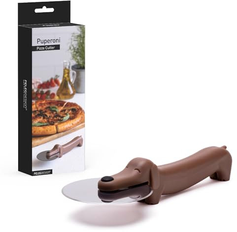 Peleg Design Puperoni, rotella tagliapizza a forma di cane, in plastica, con lama in acciaio inox e manico in plastica resistente, regalo divertente per pizza