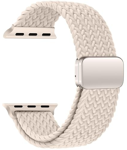 Kompatibelt med Apple Watch-armband 42mm/44mm/45mm/46mm/49mm. Flätat herrband i nylon med magnetfäste justerbart, passar Apple Watch Serie 4/5/6/7/8/9/10/SE/Ultra 2. Elastiskt tygarmband Starlight