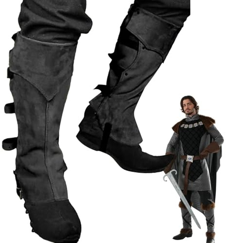 Steampunk-Stiefel aus Leder – Piratenstiefel, Überziehschuhe, Kostüm | Mittelalterliche Renaissance über dem Schuh, schwarzes Zubehör, bequeme Piraten-Stiefel-Tops, Schuhabdeckung für Damen und Herren