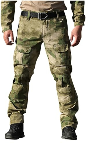 HAOLEI Camouflage Cargo Trousers for Men UK Sale,Waterproof Work Trousers with Zip Pockets Heavy Duty Tactical Combat Trousers Stretch Walking Trousers Outdoor Pants Work Utility & Safety Trousers