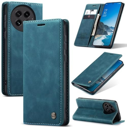 SLWYF Handyhülle für OnePlus 13 Hülle Premium Lederhülle Klappbar Flip Case Tasche Magnet Kartenfach Standfunktion Klapphülle Schutzhülle für OnePlus 13, Blaugrün