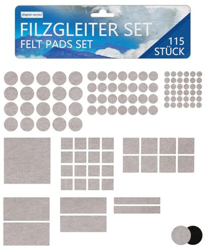 filzgleiter Selbstklebend - 115 filzgleiter für stühle - Möbelgleiter Schwarz 3mm Dicke - Stuhlgleiter Heller Schutz Möbel und Böden