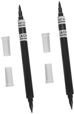 LIFKOME 2pcs Dual-ended Edible Cake Coloring Pens Black for Diy Baking Marker Decorating Cookies Macarons Frosting Writing Tools for Home and Professional Use