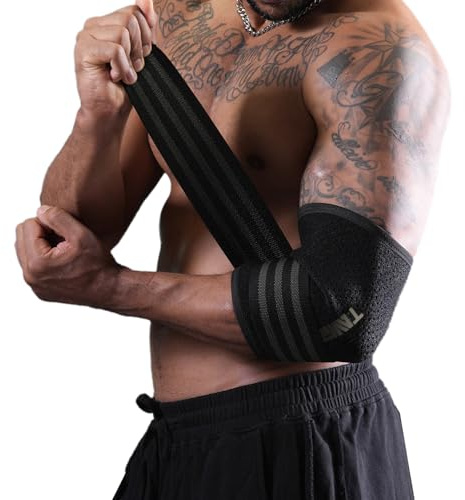 TAVIEW Ellbogen-Sleeves & Ellbogen-Bandagen 2-in-1, 5 mm Neopren mit integrierter verstellbarer Bandage für individuelle Kompression über 7 mm, Kniestützbandage für Gewichtheben (2 PCS(2 in1), L)