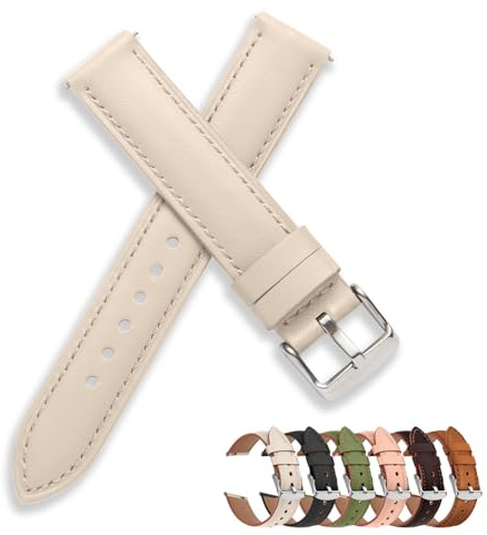 Vancle Uhrenarmband 20mm Damen Herren, Lederarmband Smartwatch Armband 20mm, Ersatzarmbänder mit Edelstahl Metall Schnellverschluss Zubehör für Universal Uhren