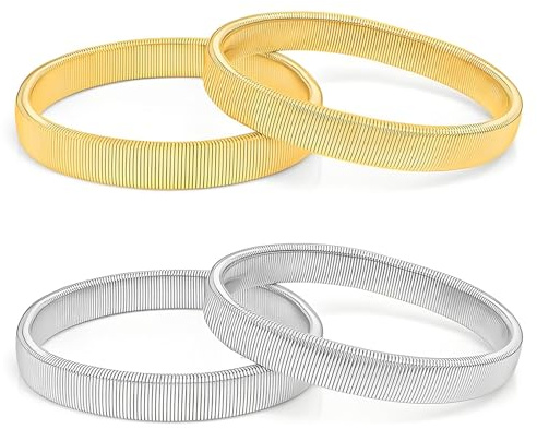 2 Pair Sleeve Garters and Arm Bands Set for Men - Anti-Slip Metal Armbands, Elastic Adjustable Shirt Sleeve Holders, Suit Accessories for Men, Clothing Keepers, Stretchy Garter, Arm Cuffs, Men's Acces
