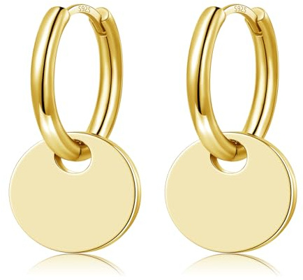 Ohrringe Silber 925 Ohrringe Silber Hängend für Damen Mädchen Herren, Creolen Silber 925 Rund Herz 14K Gold Huggie Creolen Rosegold Ohrhänger Geschenk