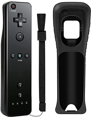 PENYUY Remote Controllers for Wii,Replacement Remote Game Controller Compatible with Nintendo Wii/Wii U, with Silicone Case and Wrist Strap (BLACK)