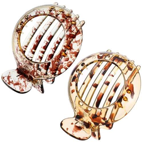 Heclia Lot de 2 pinces à cheveux plates antidérapantes pour femmes - Petite pince à cheveux pour cheveux fins - Tenue forte - Effet ressort résistant - Marron clair - Pinces à cheveux quotidiennes