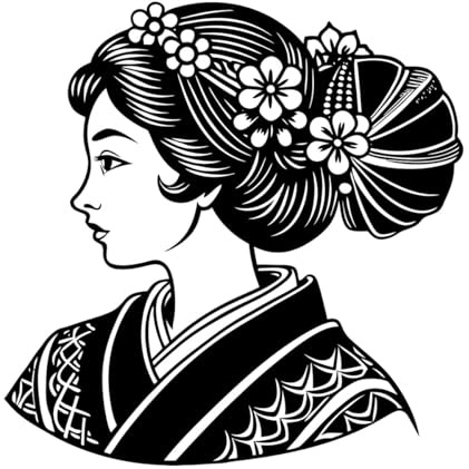 Geisha Tattoo Japanese Wall Stickers Paster Paper 42x42.4cm Tattoo Culture Black