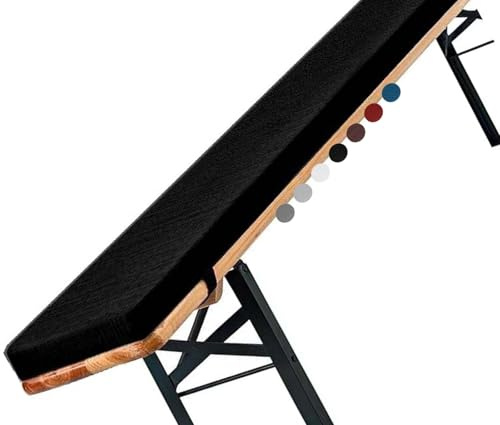 Outdoor/Indoor Bench Cushions 63x14x2in – Rectangular Non-Slip Seat Cushion Pad with Zipper for Deck Chairs, Beer Tents, Swings, Bay (Black, 48/40/36/60in available)