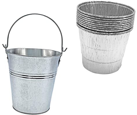 HOODANCOS 10 Pezzi Secchio Raccolta Grassi Barbecue Esterno con Rivestimenti in USA e Getta Secchiello Olio per Grill Gas e Carbonella Facile da Installare e Pulire per Grigliate all Aperto