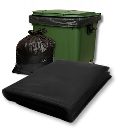 PAM-FOLIE Müllsäcke 1100L für Müllcontainer - 5 Stück - Set - XXL Große, Starke, Dicke Abfallsäcke - 235 cm x 180 cm - 50µm - Schutzhülle - Müllbeutel Schwarz - Universelle Säcke