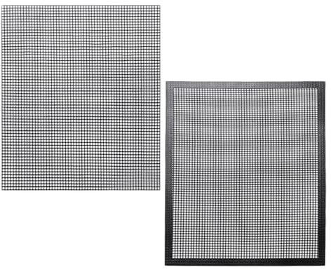 PAMINGONO 2 Stück Teiliges Hitzebeständiges Grillmatten Langlebigem Glasfasergewebe Wiederverwendbare Hohlgewebte BBQ grillpads für Gasgrill und Outdoor Grillen Leicht zu Reinigen Schwarz