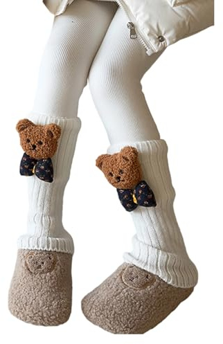 Elnwnnkc Scaldamuscoli in Pile a Righe Da Bambina Design Caldo E Antivento Polsini Elastici in Cotone Morbido Pantaloni Da Indossare Per La Stagione Fredda Scaldamuscoli Caldi Isolati Per Bambini