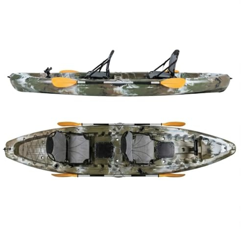 Crazy4Boating Kajak 395 cm Sit-on-Top 2er | Robustes PE Familien- & Angelkajak (2+1) | Kippstabil & Unsinkbar | Komplett-Set inkl. 2 Sitze & 2 Paddel