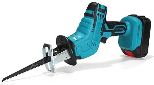 88VF Kabellose elektrische Säbelsäge Wiederaufladbare Holzschneider Sierra Sable Bügelsäge for 18V Akku Für die Holzbearbeitung(2 Battery Black)