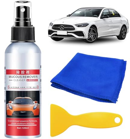 Disolvente Pegamento 120 ML con raspador y trapo Quita Silicona para Quitar Etiquetas, Pegamento, etc, Superficies de Vidrio y Metal