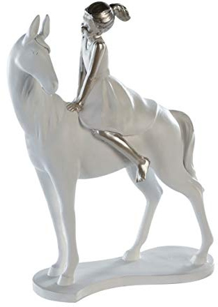 Casablanca Skulptur Girl on Horse, Deko Figur Weiß, Kunstharz Statue Wohnzimmer, Büro Dekoration H. 25 cm x B. 20 cm - Moderne Skulpturen