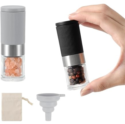 Mini Salt Pepper Grinder Set, Adjustable Coarseness Ceramic Mill