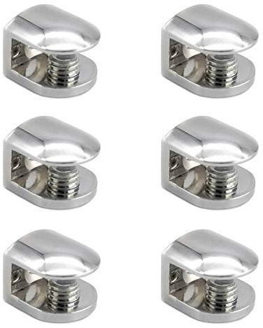 Mila-Amaz 6Pcs Glasklemme Verstellbare Glashalter Solide Zinklegierung Glashalterung Klemmbefestigung für 6-10 MM dickes Glas und Acrylglas