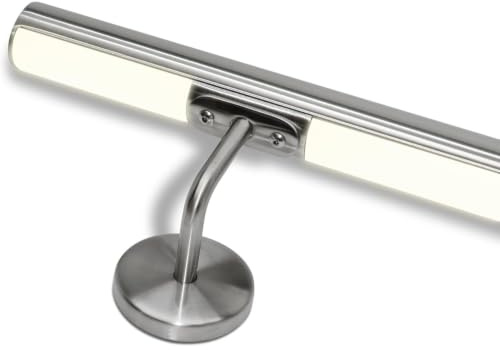 Pasamanos para escaleras de acero inoxidable con LED blanco natural multicolor predisposición led (190 cm, pasamanos con luz natural LED 4000k)