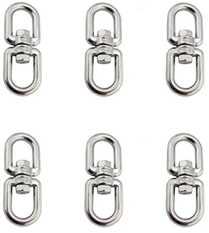 Concisea 6Pezzi M4 Ganci girevoli,Doppio Gancio Occhio Girevole in Acciaio Inox 304 Eye to Eye Girevole grillo connettore Anello,per Sedia sospesa Griglia Girevole,Sacchetto di Sabbia,Altalena sospesa
