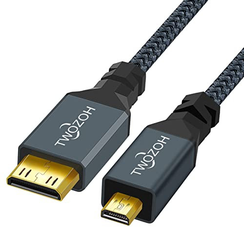 Twozoh Cavo da micro HDMI a mini HDMI, da mini HDMI maschio a micro HDMI maschio, da micro HDMI tipo D maschio a mini HDMI tipo C maschio, supporta 3D/4K 1080p (1 m)