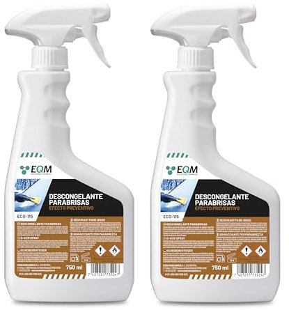 EQM - ECO-115 - Descongelante para Parabrisas - 2 X 750 ml - Elimina Hielo y Escarcha de Inmediato - Efecto preventivo, Reduce la formación de Hielo