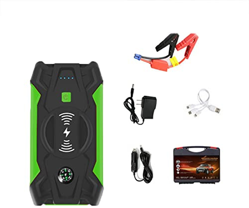 CUTTE Démarreur de Voiture Multifonction Double USB Lampe de Poche LED Booster de Démarrage d'urgence Batterie Externe Portable pour Automobile, Moto, Camions, SUV,Green
