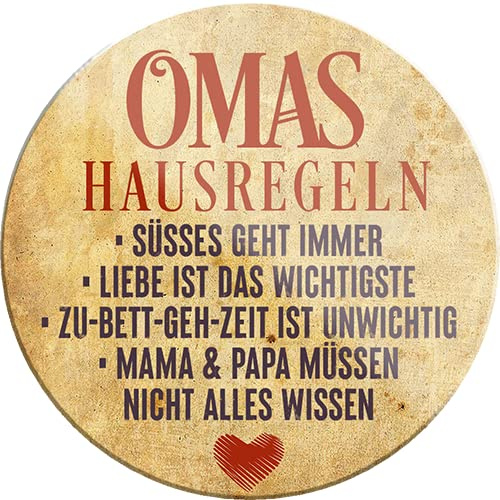 Schilderkreis24 – Lustiger Spruch “Omas Hausregeln“ Magnet Deko Kühlschrankmagnet Oma Opa Humor witzige Geschenkidee Geburtstag Weihnachten 8x8 cm