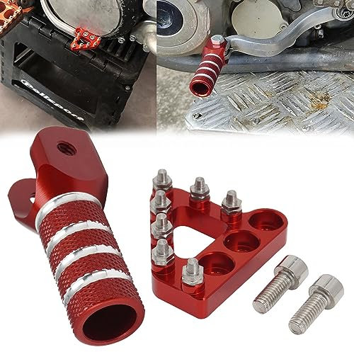 JFG RACING Pedale Freno Posteriore Moto + Punta Leva Cambio,Leva Freno Posteriore Puntale Pedana Freno per 125-530 SX EXC XCF XC XCW SXF SMR 690SMCR 690ENDURO SUPERMOTOR-Rosso