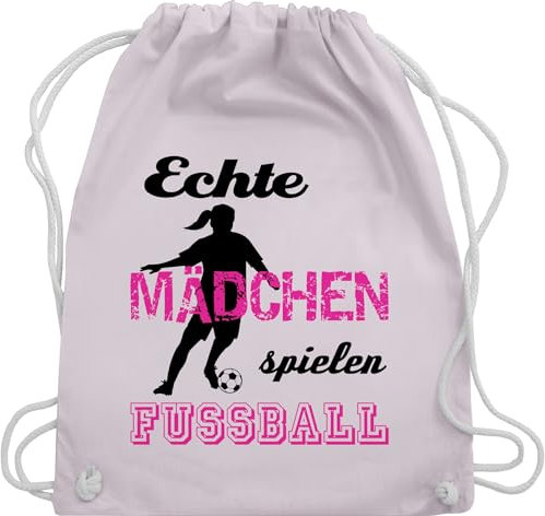 Turnbeutel Rucksack - WM 2026 - Echte Mädchen spielen Fußball I - Unisize - Pastell Rosa - fussballtasche fußball-rucksack fussball coole mädels juterucksäcke fussballrucksack fussballer damen