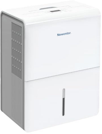 Newentor Luftentfeuchter 25L/24h, Für 215m³/80m² Räume - 3 fache Geräuschreduktion - 290W Stromsparender Chip - 10 J. Gar. - Für Keller, Bad - Mit 1M Ablaufschlauch &Abnehmbarem Filter, Timer