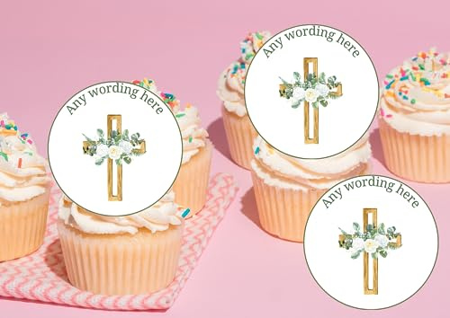 edible 20 x Christening/Baptism Personalised cupcake toppers UNCUT - Naming ceremony/Communion etc (wafer paper)