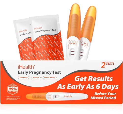 iHealth Pregnancy Test 2-Pack - Ultra Sensitive Early Detection (10mIU/mL) - Over 99% Accurate Early Pregnancy Test - Pruebas De Embarazo for Fast Home Results, 6 Days Before Missed Period