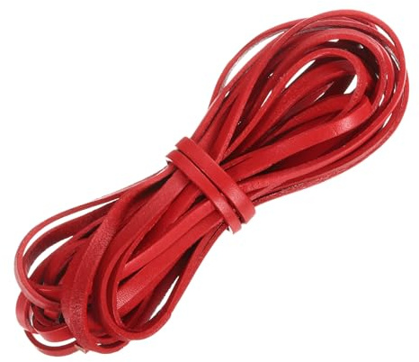 QUARKZMAN Cordon en Cuir Plat 5,5 Mètres De Corde en Cuir De 5mm Rouge | Pour La Fabrication De Bracelets Sangles De Sac à Main