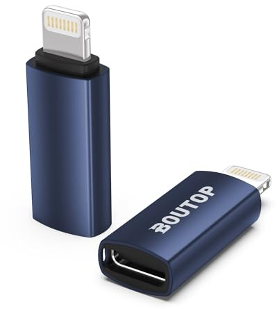 BOUTOP 2 Packung USB C auf Lightning Adapter [Apple MFi Zertifiziert] für 27W PD Schnelle Aufladen (Nicht für die Datensynchronisierung) Kompatibel mit iPhone, iPad, iPod-[Blau]
