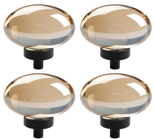 Decor Klare runde Kristallknöpfe, 4Stück 45 mm, künstlicher Kristall, Schrankaußenknöpfe, Küchenschrankgriffe, runde Möbelknöpfe für Schrank, Glas, Schiebetür, Schublade, klare Kristallgriffe (E)