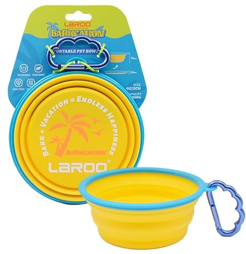 Großer Hundenapf Faltbar, 800 ml Faltbare Hundereisenäpfe, tragbarer Hundewasserfutternapf,Haustier-Katzen-Futterbecher für Reisen, Wandern Flüssigkeitszufuhr im Sommer im Freien (Yellow)