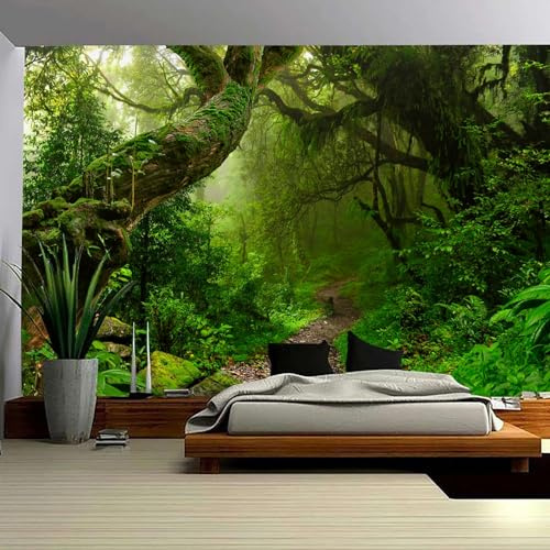 Skcess Wandteppich Grün Wald Schlafzimmer Dekoration Natur Landschaft