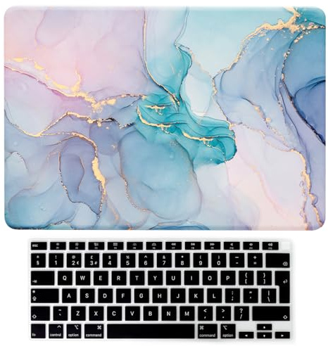 BYCeKe Hülle Kompatibel mit MacBook Air 13 2018-2022 Modelle M1 A2337/A2179/A1932 mit Mac Air 13 M1 Touch ID, Plastik Hartschale Case Schutzhülle mit Tastaturschutz,Bunter Marmor