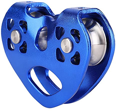 SPYMINNPOO Kletterrolle, Outdoor-Doppelachsen-Doppelrollen-Kabelwagen, Herzf?rmige Maschinenausr¨¹Stung f¨¹r Bergsteigen, Klettern, Abseilen, Zipline-Sport (Blue)