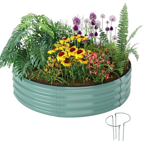 Pflanzgefäß aus verzinktem Metall, rund, Hochbeet, für Gartenarbeit, Outdoor, 6 x 0,6 x 0,3 m, Pflanzkasten, Hochbeet, rund, verzinkter Pflanzgefäß für den Außenbereich, Metall-Feuerstelle