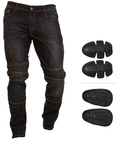 Juicy Trendz Motorcykelbyxor för män pansrade ridjeans med höft- och knäskydd, Aramid skyddande foder äventyr touring byxa