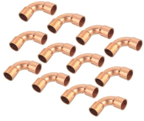 QUARKZMAN 12 Stück 8mm Kupferrohr Bogen, Dicke 0.8mm Pressfitting Kupfer mit Dichtungen für Trinkwasser und Gasleitungen
