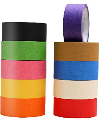 HHOZsafety 10 Stück farbiges Abdeckband, leicht zu beschriften, geeignet für den Einsatz in Industrie und Haushalt, Länge 20 Meter, Breite 25–50 mm, 50 mm × 20
